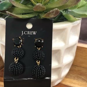 J.Crew Black Beaded Ball Drop Earrings